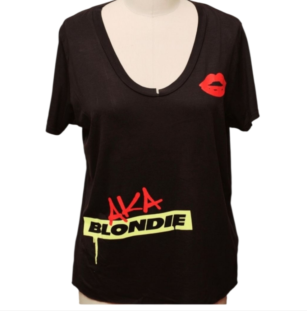 Lauren Moshi Black Red Graphic Short Sleeve T-Shirt
